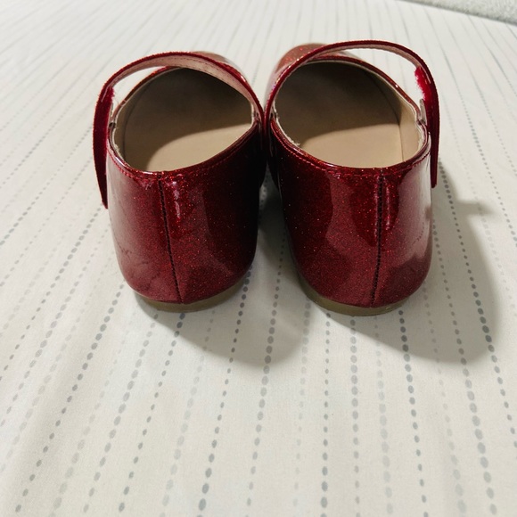 Girls Glitter Ballet Flats - Red size Y-12 - Picture 4 of 5